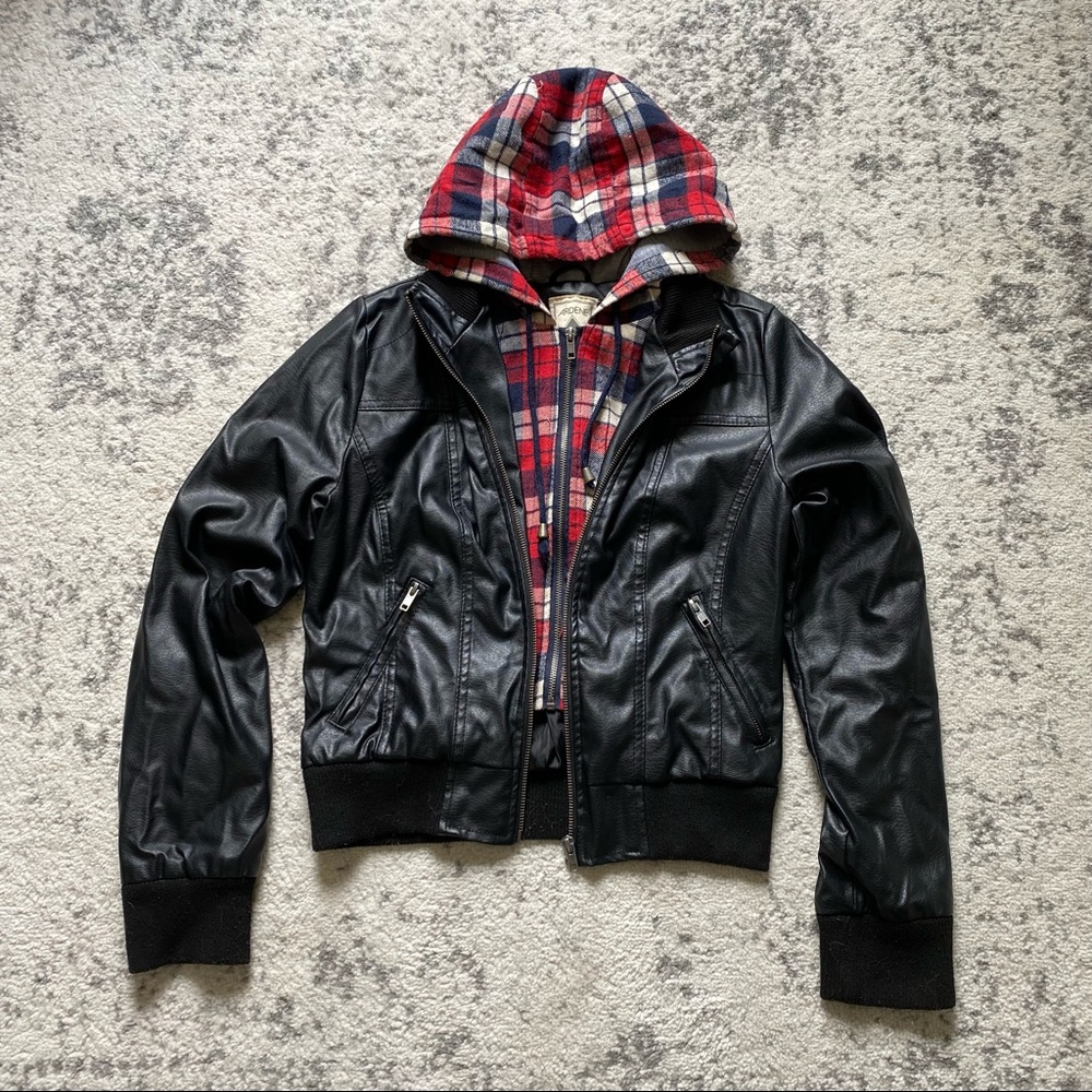 Ardene’s Plaid & Faux Leather Coat
